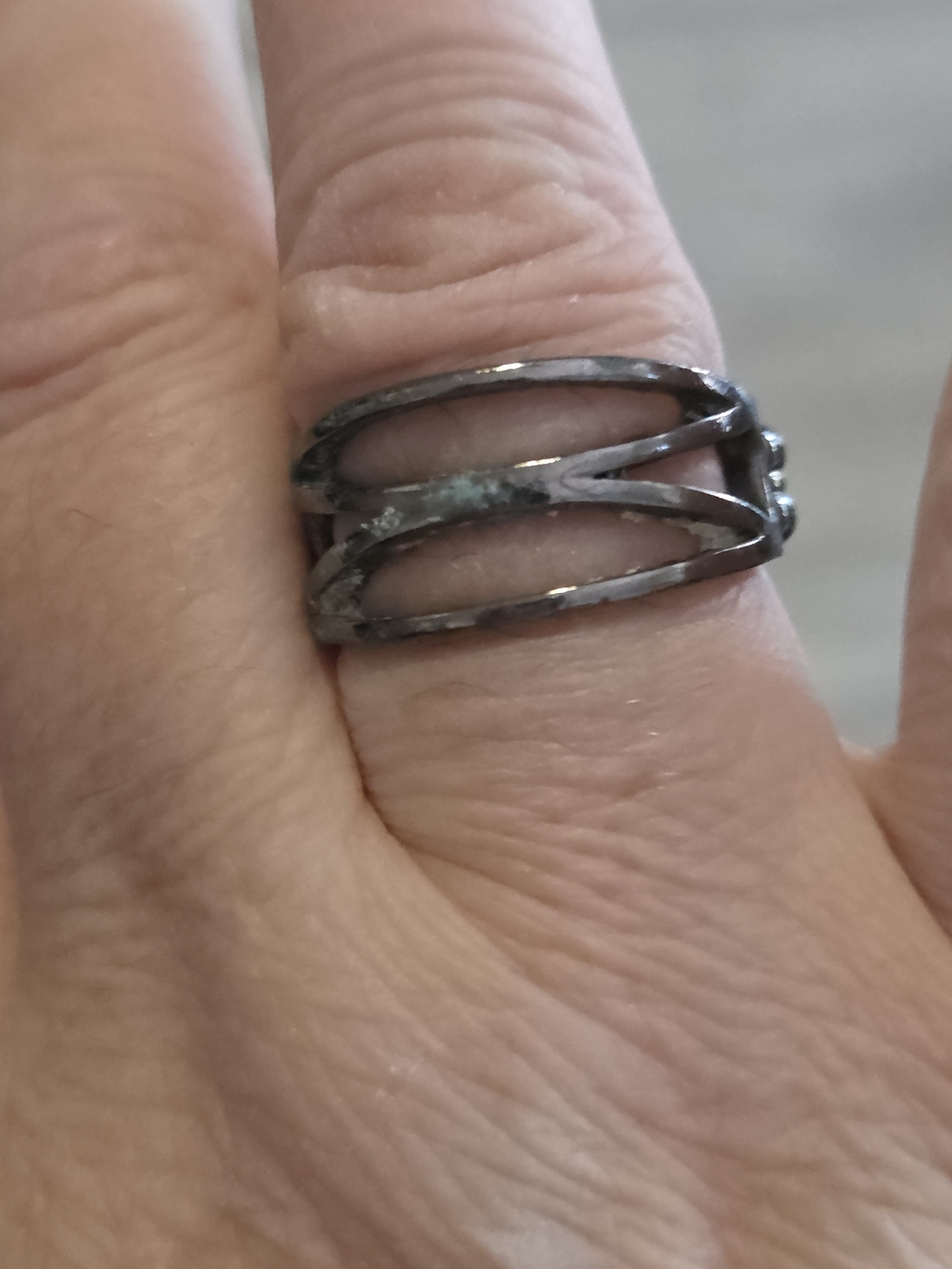 Open Cage Style Silver Ring